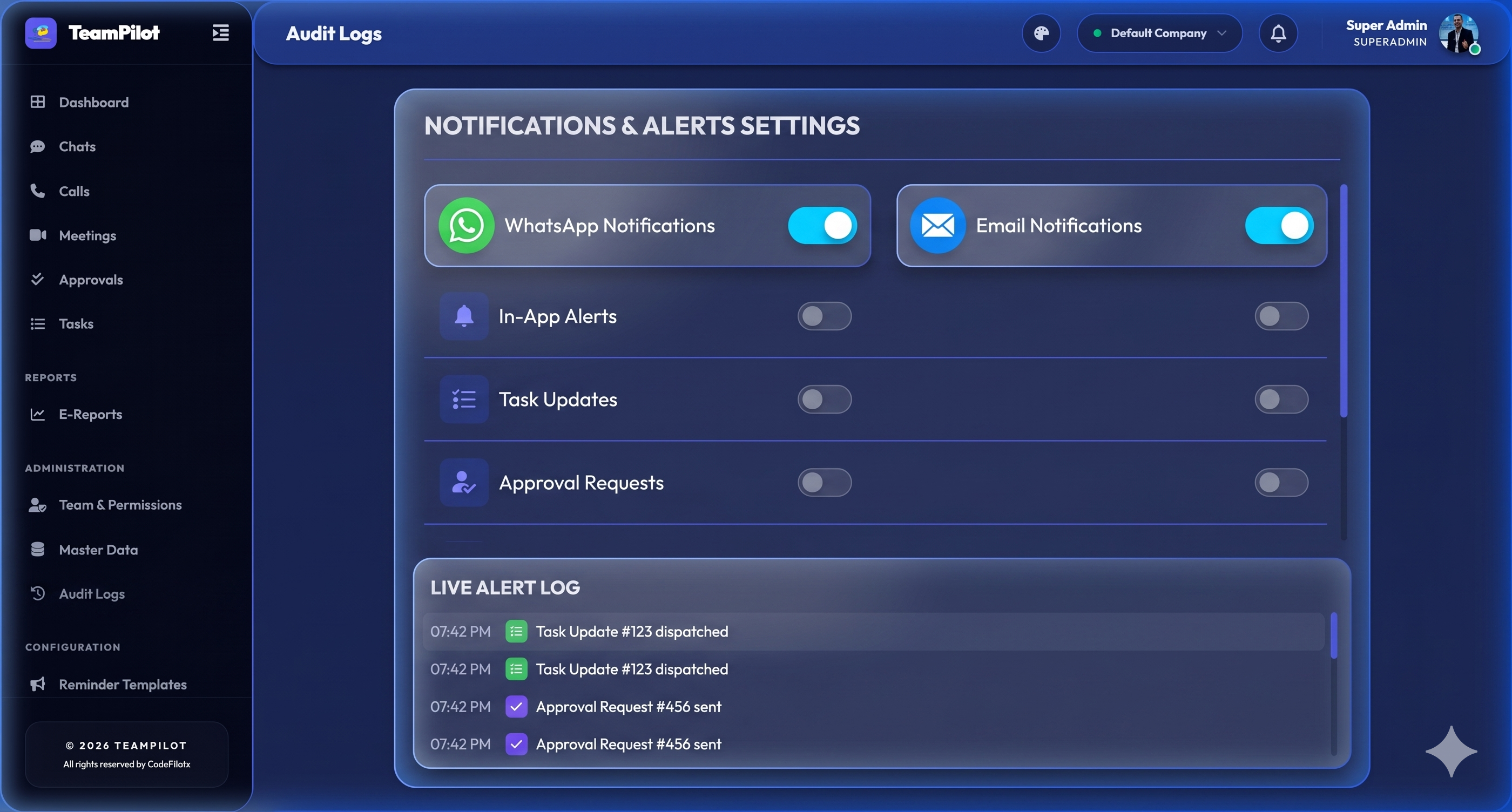 WhatsApp & Email Alerts